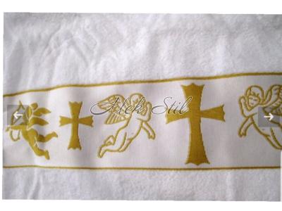 Детска колекция  Хавлиени кърпи за кръщене  Хавлиена кърпа за кръщене с ангелчета